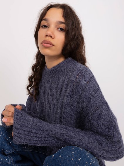 Tmavě modrý pletený rolák