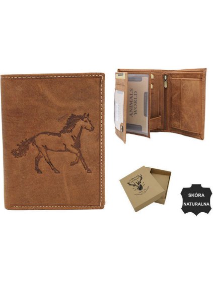Always Wild Hnědá kožená peněženka s ražbou koně A150
