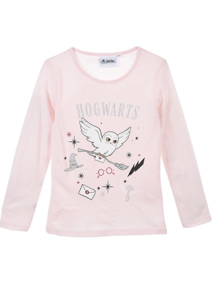 Harry Potter světle růžové tričko s dlouhým rukávem (Velikost 104)