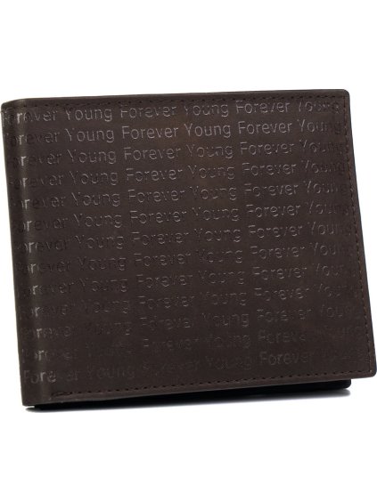 Forever Young Tmavě hnědá kožená peněženka zdobená ražbou s monogramem F017