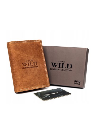 Always Wild Světle hnědá pánská kožená peněženka A129