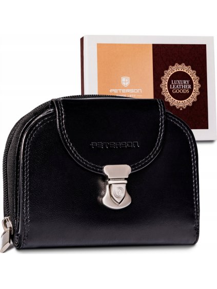 Peterson Černá střední kožená peněženka Y471