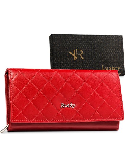 Rovicky Červená dámská prošívaná kožená peněženka V220