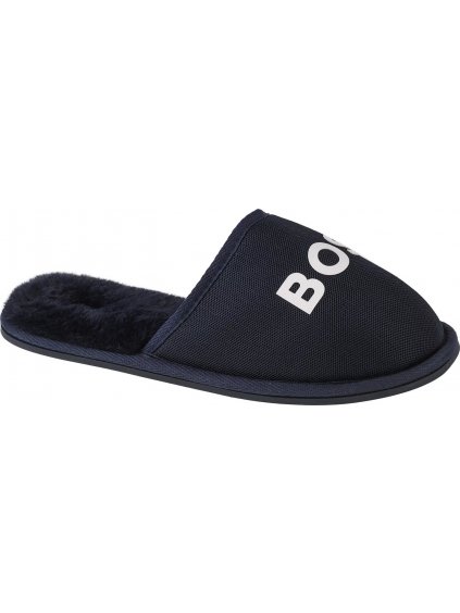 TMAVĚ MODRÉ DÁMSKÉ PANTOFLE BOSS LOGO SLIPPERS