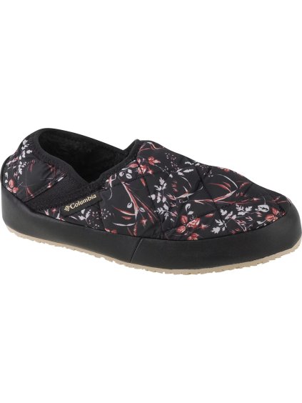 Černé pantofle s květinami Columbia Autumn Lazy Bend Moc Slippers