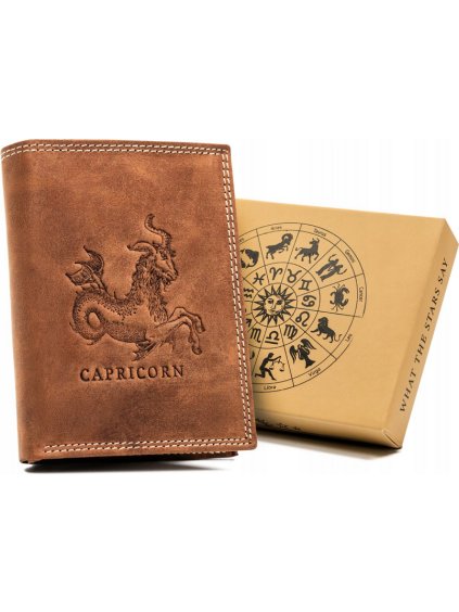 Always Wild Hnědá kožená peněženka ve znamení - kozoroh A182