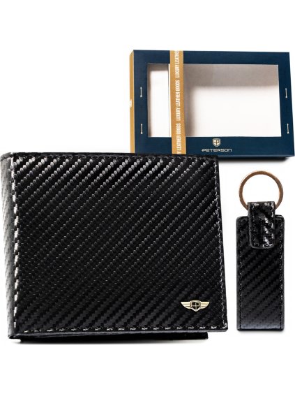 Peterson černá sada peněženky a klíčenky I060