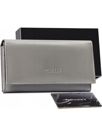 Cavaldi  Šedá hladká kožená peněženka M585