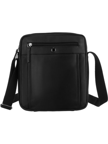 Peterson Černá malá kožená messenger taška