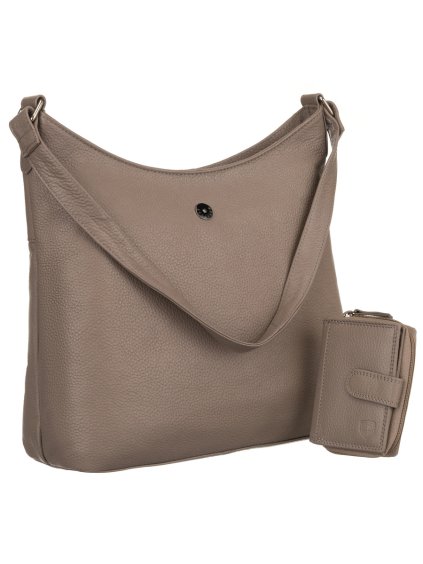 Peterson béžová kožená sada shopper kabelky a peněženky