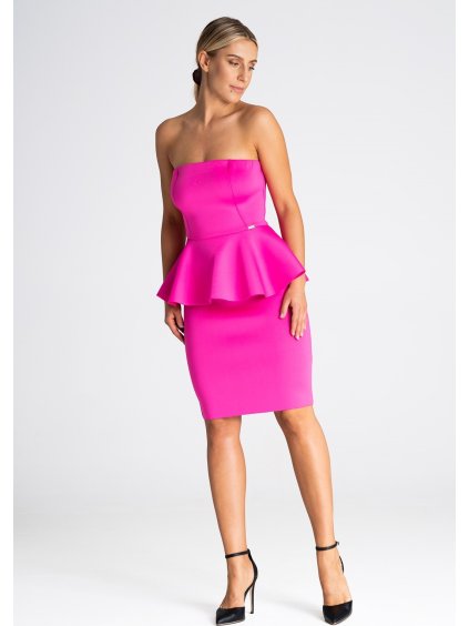 Tmavě růžové mini šaty s volánem