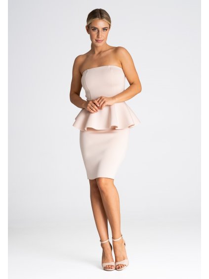 Světle béžové mini šaty s volánem