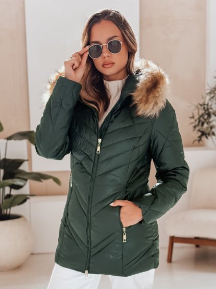 Tmavě zelená lesklá zimní bunda SOLARIS