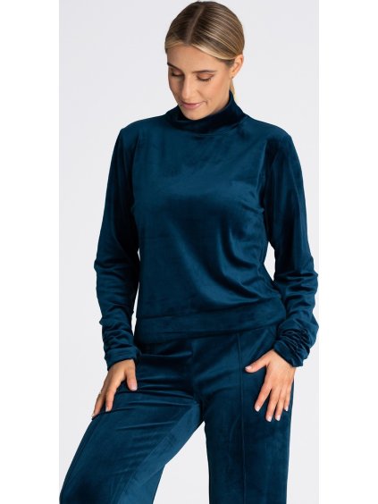 Tmavě modrý velurový rolák