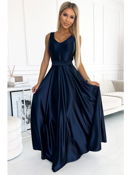 Tmavě modré společenské maxi šaty CINDY