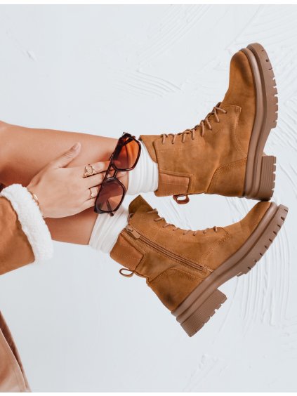 Hnědé workery na zip BASTEL