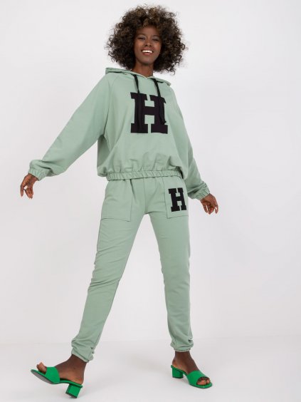 Světle zelená tepláková souprava s kapucí