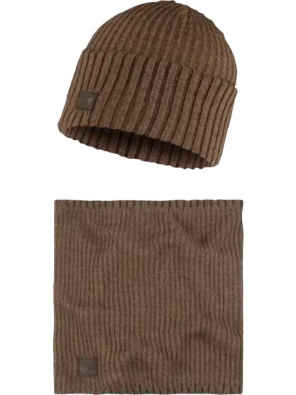 SVĚTLE HNĚDÁ ČEPICE BUFF GIFT PACK SET BEANIE AND NECKWARMER