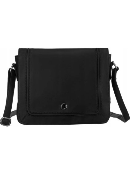 Peterson Černá kožená messenger taška s klopou