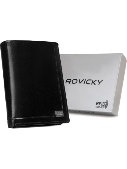 Rovicky Černá kožená peněženka bez zapínání L221