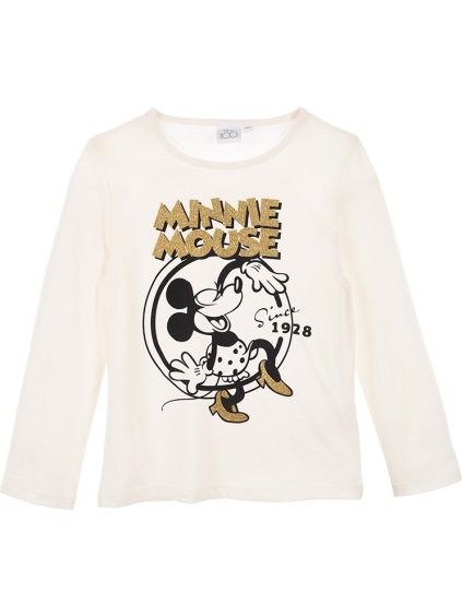 Smetanové dívčí tričko Disney Minnie Mouse s dlouhým rukávem (Velikost 98)