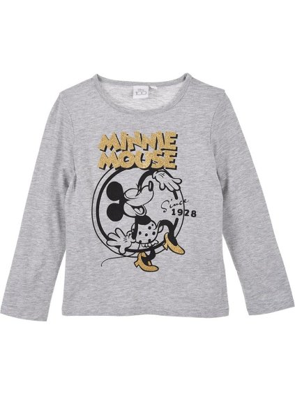 Šedé dívčí tričko Disney Minnie Mouse s dlouhým rukávem