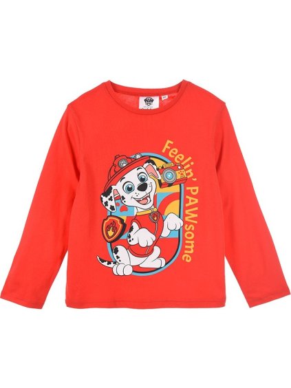 Červené chlapecké tričko s dlouhým rukávem Paw Patrol - Marshall