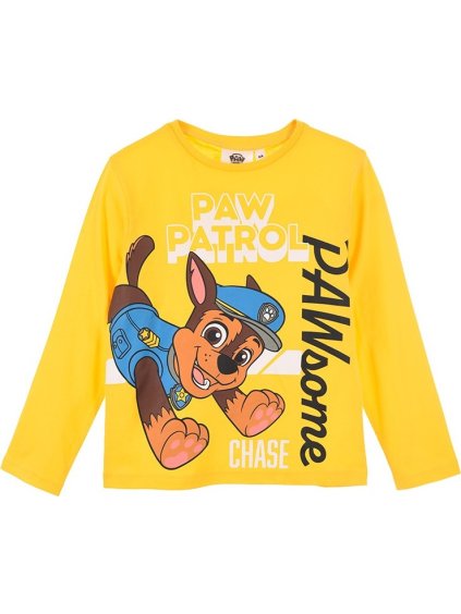 Žluté chlapecké tričko Paw Patrol - Chase s dlouhým rukávem