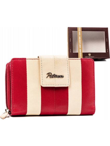Peterson Béžovo-tmavě růžová střední kožená peněženka Y439