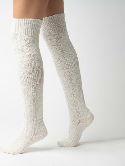 Smetanové dámské nadkolenky Art.089