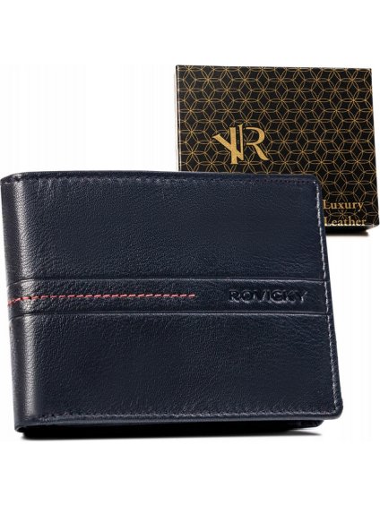 Rovicky Tmavě modrá kožená peněženka bez zapínání L199