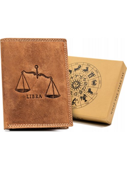 Always Wild Kožená peněženka se znamením zvěrokruhu-váhy A193