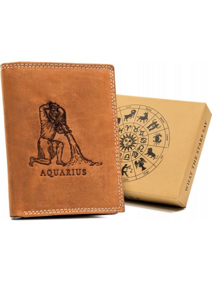 Always Wild Kožená peněženka se znamením zvěrokruhu-vodnář A186