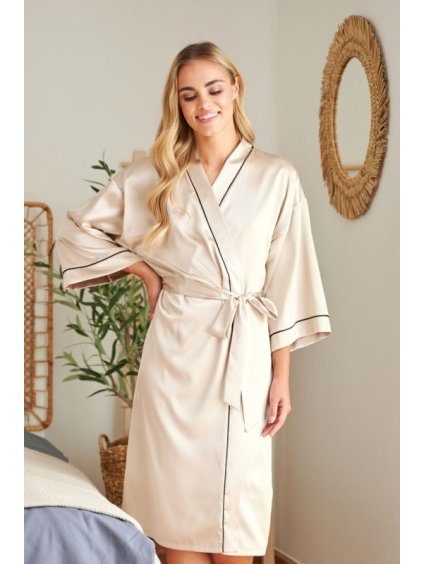 Champagne dámský saténový župánek