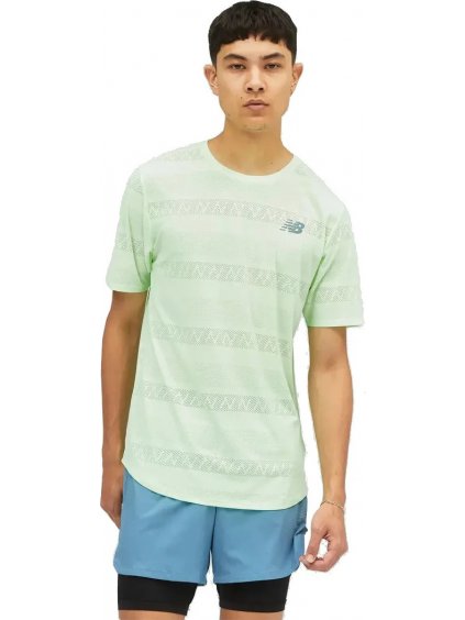 SVĚTLE ZELENÉ SPORTOVNÍ TRIČKO NEW BALANCE Q SPEED JACQUARD SS TEE