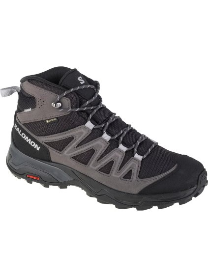 Šedá turistická obuv Salomon X Ward Leather Mid GTX
