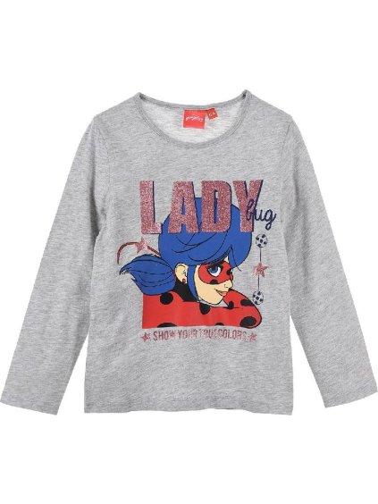 Šedé dívčí tričko Ladybug and Cat Noir (Velikost 104)