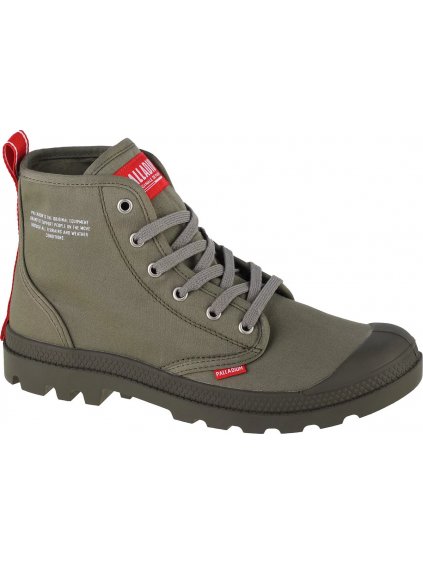 KHAKI KOTNÍKOVÉ PLÁTĚNÉ TENISKY PALLADIUM PAMPA HI DARE