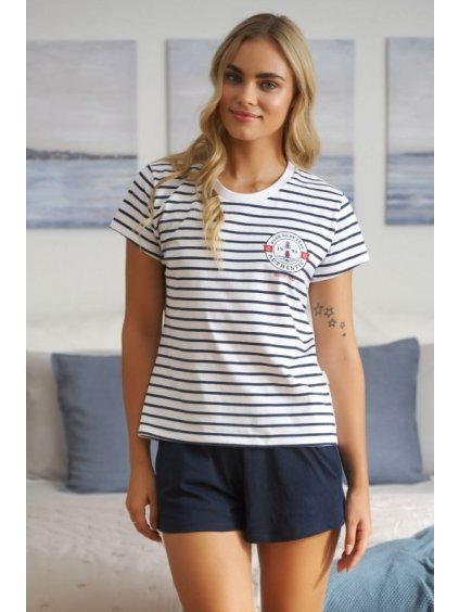 Doctor Nap modro-bílé pruhované krátké pyžamo