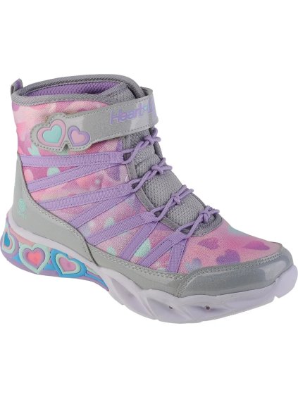 Stříbrno-růžové dívčí kotníkové boty Skechers Sweetheart Lights - Dreamy Love (Velikost 29)