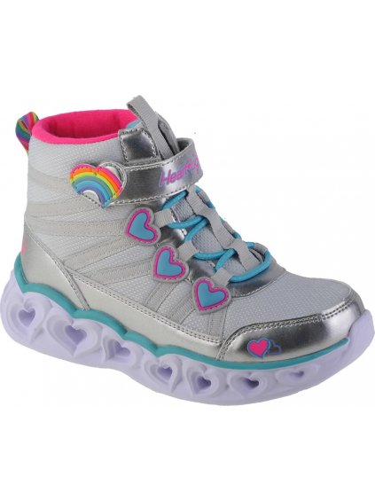 STŘÍBRNÉ DÍVČÍ SVÍTÍCÍ TENISKY SKECHERS SWEETHEART LIGHTS - SWEET STYLING