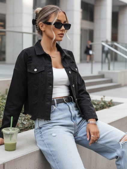 Černá džínová oversize bunda MOLI