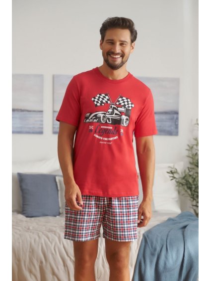 Červené pánské pyžamo Doctor Nap s potiskem formule