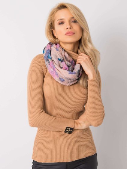 Světle růžový dámský šátek s motivem květin