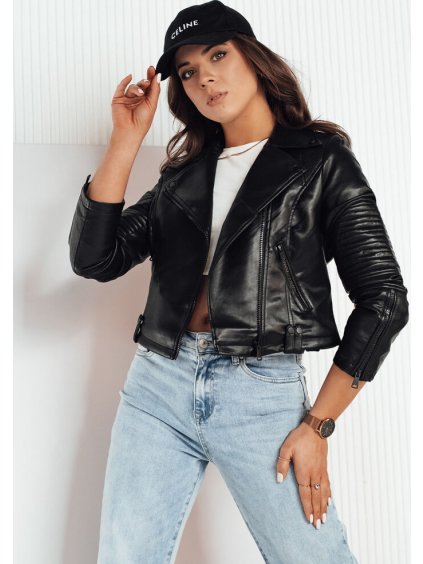 Černá koženková krátká bunda NEGRA