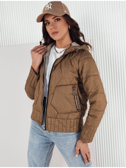 Hnědo-béžová oboustranná prošívaná bunda FALES