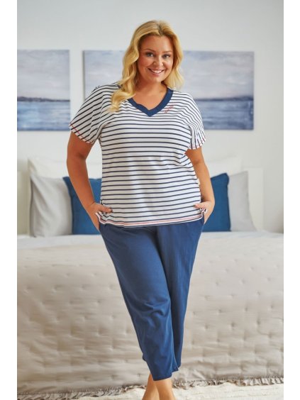 Dámské pruhované dlouhé pyžamo