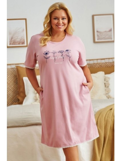 Světle růžová noční košilka Lady of flowers