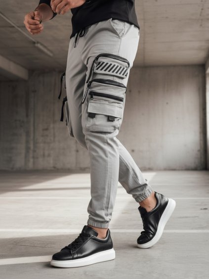 Šedé cargo tepláky