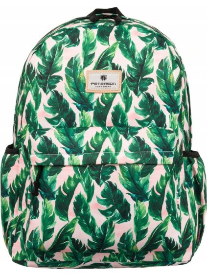 Peterson zelený vzorovaný batoh s kapsou na notebook